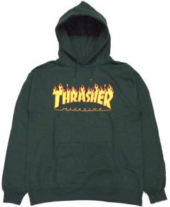 Forest Green Thrasher Flame Logo Hoodie