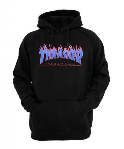 Thrasher blue flame logo hoodie