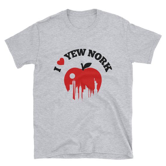 I Love NY T-Shirt Grey Unisex Short Sleeve 