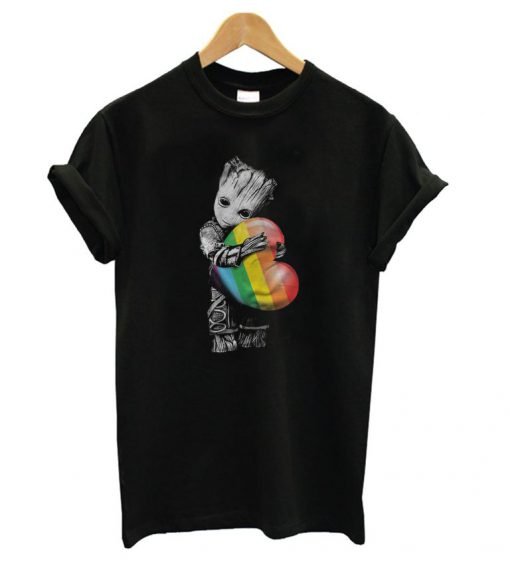 Groot Hugging Rainbow LGBT T-shirt