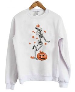 Dancing Skeleton Pumpkin Halloween Sweatshirt