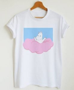 Moomin Binary Star Lovely Pink Blue Clouds Cotton Kawaii T-Shirt