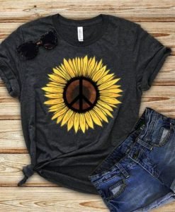Hippie Sunflower Peace Sign T-Shirt