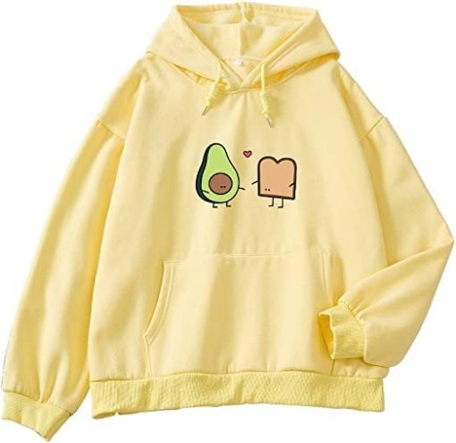 Cute Avocado Printed Pullover Hoodie