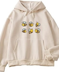 Cute Bee Pattern Pullover Hoodie
